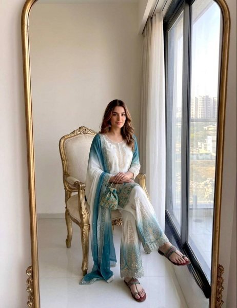 Inspiring Sky Blue Georgette Suits With Palazzo And Matching Dupatta Using Diamond  Ready To Wear Collection