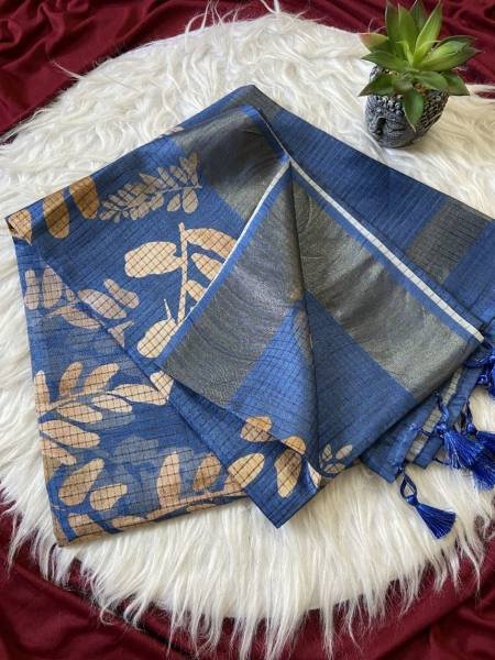 Inspiring Soft Tussar Silk Saree with Tassels And Checks Pattern Design For Shop Owner Silk Sarees Wholesale