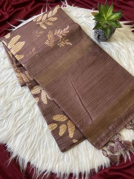 Inspiring Soft Tussar Silk Saree with Tassels And Checks Pattern Design For Shop Owner Silk Sarees Wholesale