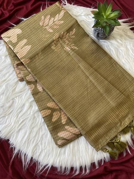 Inspiring Soft Tussar Silk Saree with Tassels And Checks Pattern Design For Shop Owner Silk Sarees Wholesale