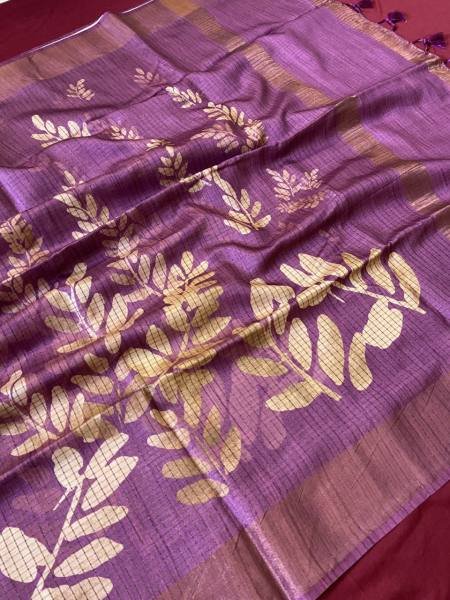 Inspiring Soft Tussar Silk Saree with Tassels And Checks Pattern Design For Shop Owner Silk Sarees Wholesale