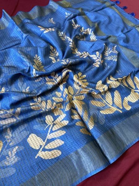 Inspiring Soft Tussar Silk Saree with Tassels And Checks Pattern Design For Shop Owner Silk Sarees Wholesale