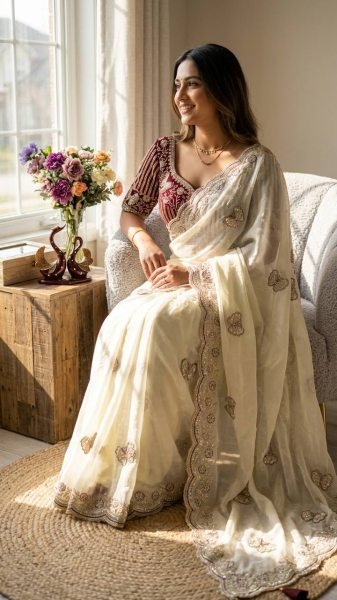 Inspiring White Boutique Soft Frendy Satin Saree with Sequins and Zari Work Designer Wedding Sarees Wholesale