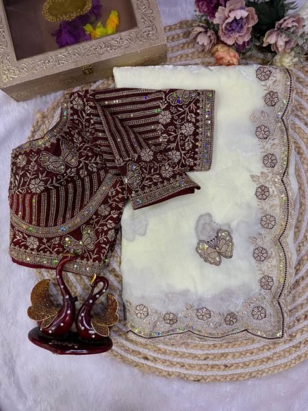 Inspiring White Boutique Soft Frendy Satin Saree with Sequins and Zari Work Designer Wedding Sarees Wholesale
