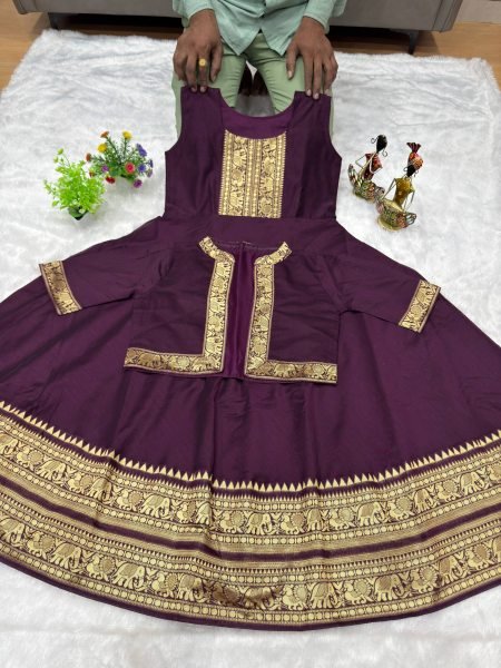 Inspiring Wine Chettinadu Cotton Gown with Matching Overcoat and Micro Cotton Inner for Women Festive Wear  Anarkali Kurtis 