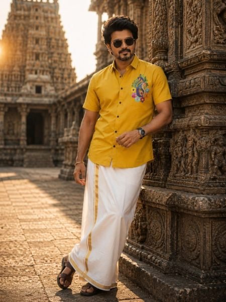 Inspiring Yellow Men   s Flower Printed Cotton Half Sleeve Shirt for Festival 