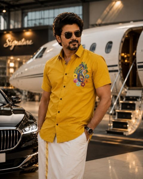 Inspiring Yellow Men   s Flower Printed Cotton Half Sleeve Shirt for Festival Mens Shirt