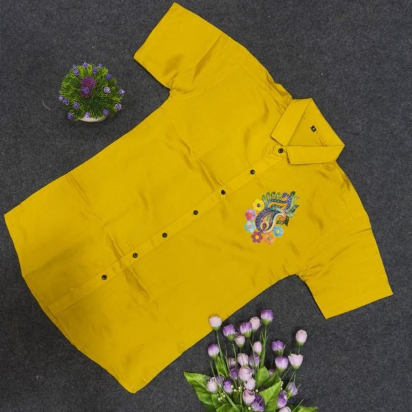 Inspiring Yellow Men   s Flower Printed Cotton Half Sleeve Shirt for Festival Mens Shirt