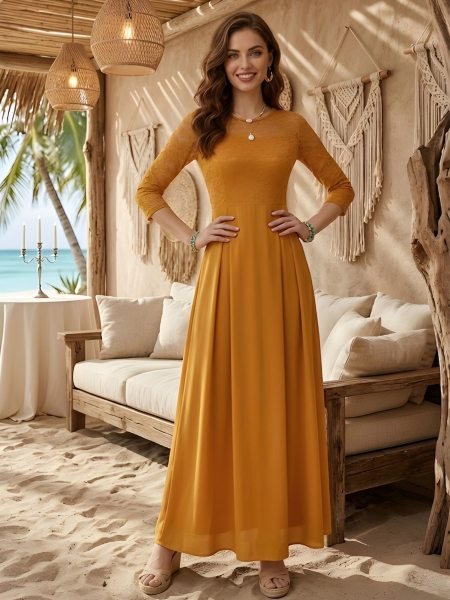 Inspiring Yellow Net Long Dress for Women with Crepe Inner at Wholesale Rate Kurtis