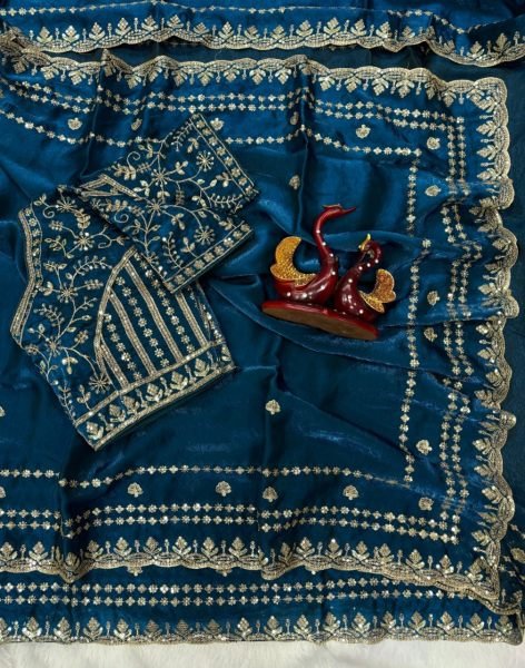 Intricate Blue Premium Space Silk Saree for Wedding and Occasion Wear Silk Sarees Wholesale