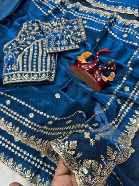 Intricate Blue Premium Space Silk Saree for Wedding and Occasion Wear Silk Sarees Wholesale