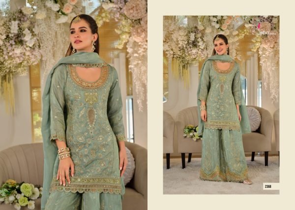 Intricate Green Heavy Dola Silk Palazzo Outfit with Sequins Top and Worked Dupatta Designer Plazzo Salwar Suits Wholesale