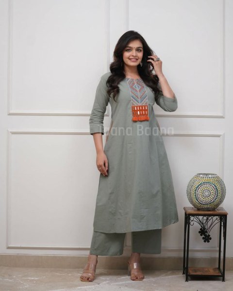 Intricate Grey Pure Cotton Cord Set for Women Summer Wear at Wholesale Rate CO ORD Sets