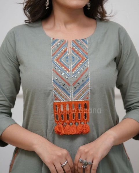 Intricate Grey Pure Cotton Cord Set for Women Summer Wear at Wholesale Rate CO ORD Sets