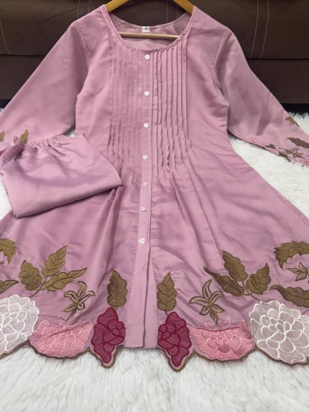 Intricate Lavender Designer Two Piece Co Ord Set with Elegant Embroidery Work CO ORD Sets