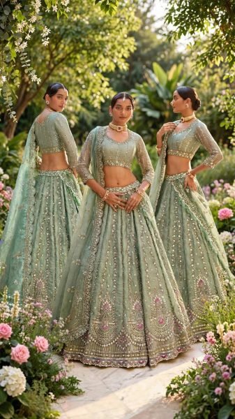 Intricate Mint Green Semi-Stitched Tabby Silk Lehenga Choli with Heavy Embroidery Designer Lehenga Choli
