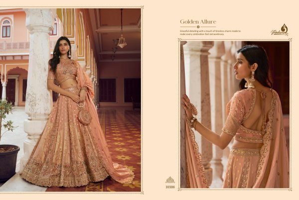 Intricate Peach Heavy Work Designer Bridal Lehenga with Fancy Silk Dupatta Bridal Lehenga Choli