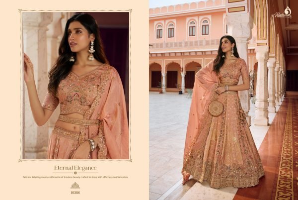 Intricate Peach Heavy Work Designer Bridal Lehenga with Fancy Silk Dupatta Bridal Lehenga Choli