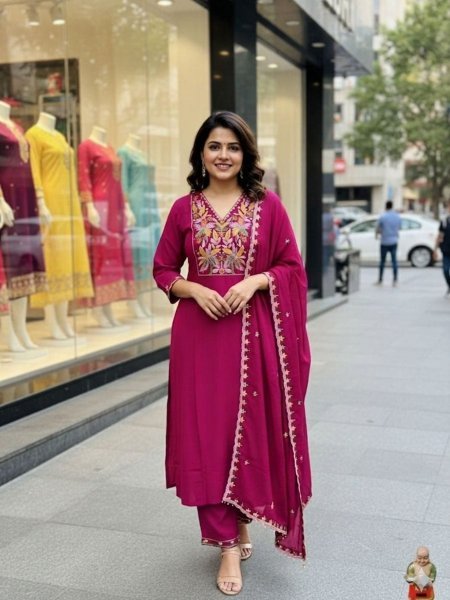 Intricate Pink Kurti Pant Set with Sleeve Work for Casual and Travel Wear Kurtis