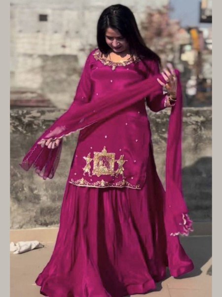 Intricate Rani Pink Silk Lehenga Set with Net Dupatta for Special Occasions Ready To Wear Suit