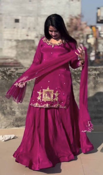 Intricate Rani Pink Silk Lehenga Set with Net Dupatta for Special Occasions Ready To Wear Collection