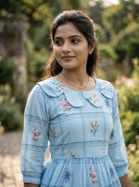 Intricate Sky Blue Comfortable Flared Kurti for Women Casual Collection Western Ladies Top Wholesale