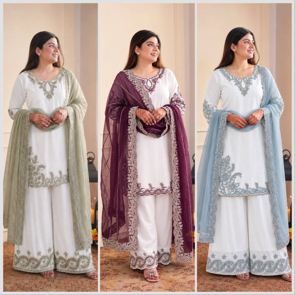 Intricate Sky Blue Maska Cotton Suits With Tebby Silk Dupatta Using Sequins Work Lace Border Ready To Wear Collection