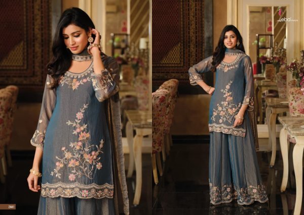 Intricate Teal Blue Moss Silk Top Palazzo Dupatta Set with Beads Work at Wholesale Rate Designer Plazzo Salwar Suits Wholesale