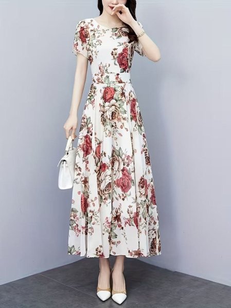Intricate White Fashionable Chiffon Dress for Vacation and Evening Wear Western Ladies Top Wholesale