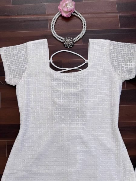 Intricate White Pakistani Chikankari Kurta With Pants And a Dupatta For Special Occasions  Ready To Wear Collection