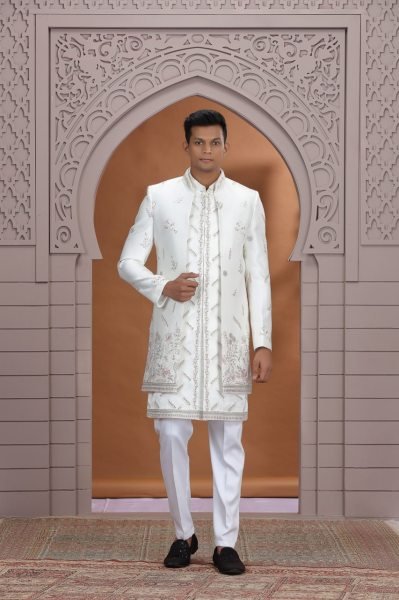 Intricate White Premium Embroidered Suit Set with Heavy Designer Look Finish Kurta Pajama Wholesale