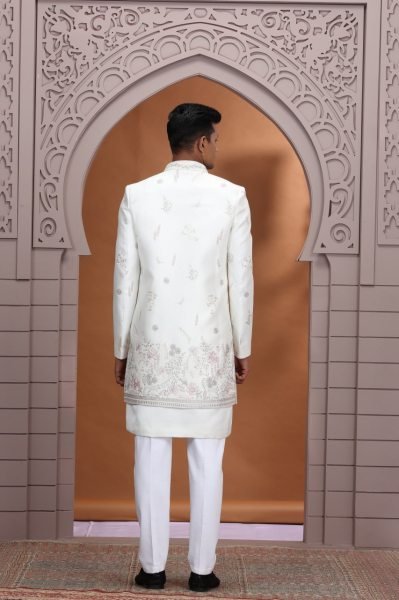 Intricate White Premium Embroidered Suit Set with Heavy Designer Look Finish Kurta Pajama Wholesale