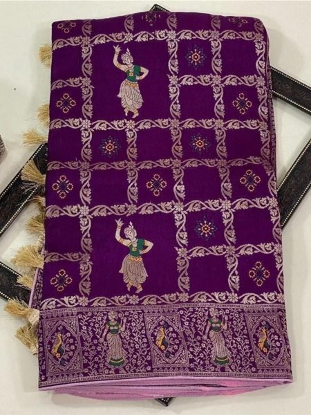 Intricate Wine Premium Festival Wear Pure Dhola Silk Saree with Designer Zari Woven Pallu Sarees 