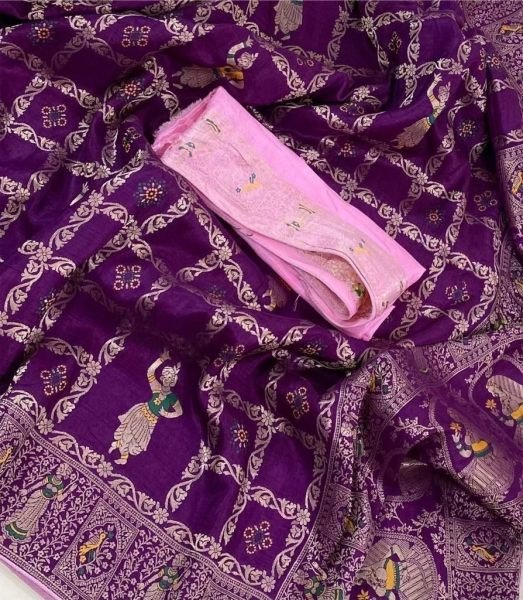 Intricate Wine Premium Festival Wear Pure Dhola Silk Saree with Designer Zari Woven Pallu Silk Sarees Wholesale