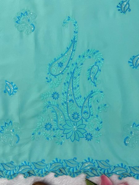 Intuitive Aqva Blue Rayon Kurta Set With Thread Work And Shaded Mull Cotton Dupatta For Boutique Price Ready To Wear Collection