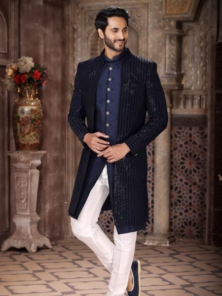 Intuitive Blue Wholesale Indo Western Set for Resellers at Manufacturer Rate Mens Wear