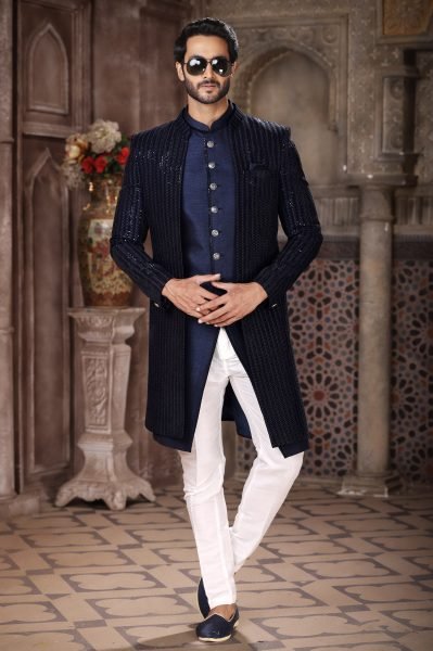 Intuitive Blue Wholesale Indo Western Set for Resellers at Manufacturer Rate Kurta Pajama Wholesale