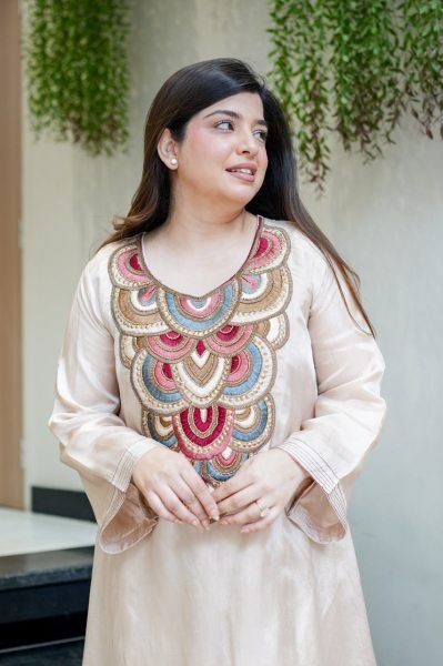 Intuitive Cream Fully Stitched Crepe Embroidered Kurti Pant Set for Party Wear  CO ORD Sets