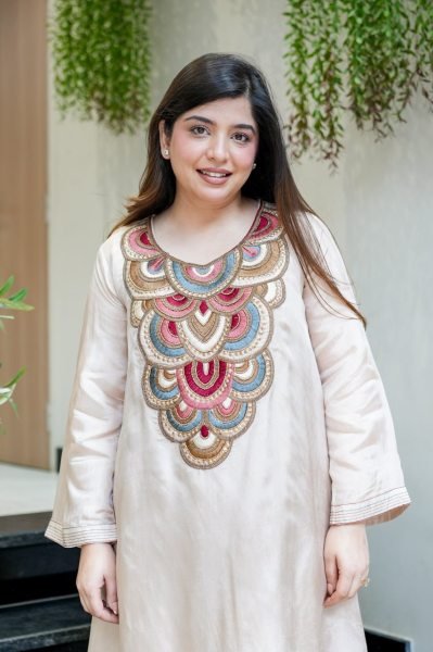 Intuitive Cream Fully Stitched Crepe Embroidered Kurti Pant Set for Party Wear  CO ORD Sets