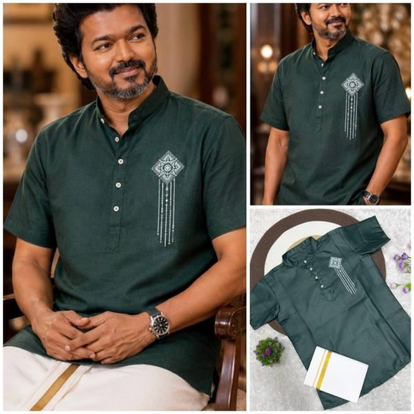 Intuitive Green Men Printed Jippa Shirt with Dhoti Set For Festival Wear Mens Shirt