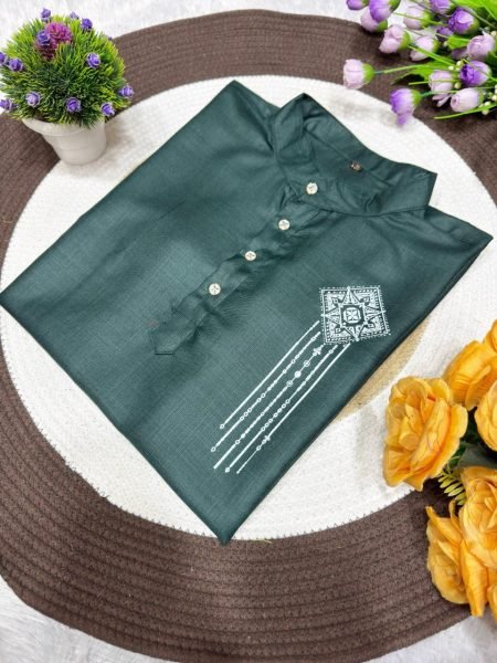 Intuitive Green Men Printed Jippa Shirt with Dhoti Set For Festival Wear Mens Shirt
