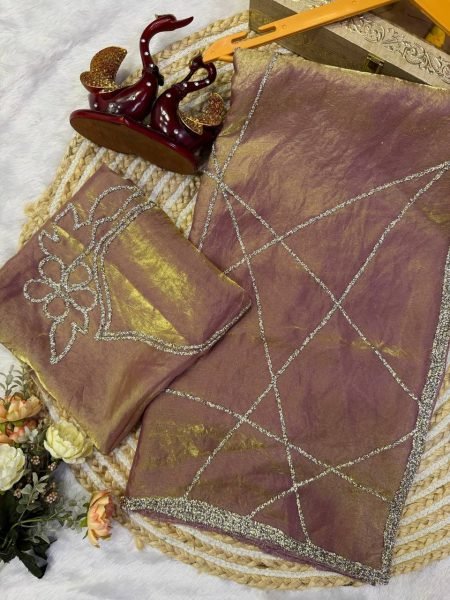 Intuitive Lavender Space Silk Cocktail Party Saree with Diamond Work Silk Sarees Wholesale