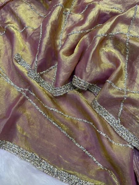 Intuitive Lavender Space Silk Cocktail Party Saree with Diamond Work Silk Sarees Wholesale
