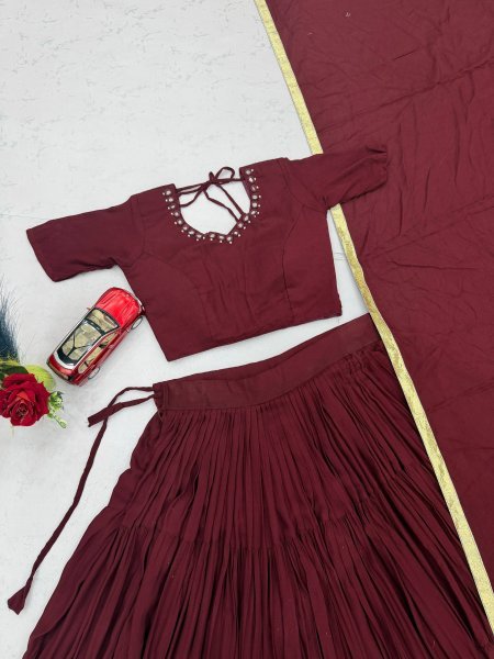 Intuitive Maroon Navratri Lehenga Choli with 9  Meter Flair at Wholesale Rate Navratri Lehnega Choli