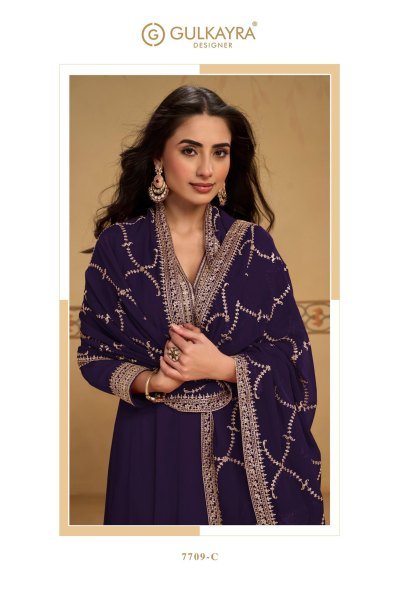 Intuitive Purple Real Georgette Embroidered Top Bottom Dupatta Set For Party Wear Anarakali Gown Wholesale
