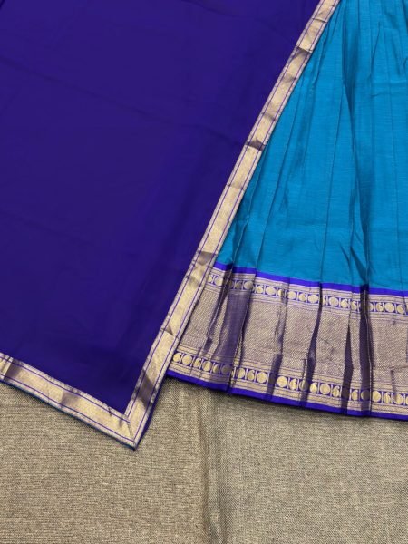Intuitive Sky Blue South Style Kanchi Cotton Lehenga with Zari Weaving Work Half Saree Lehenga