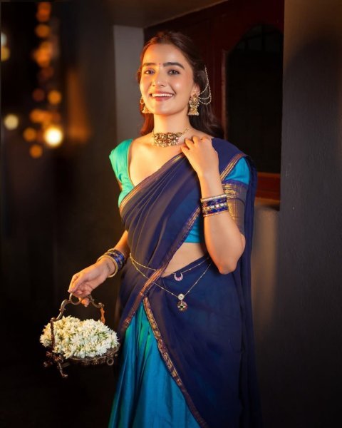 Intuitive Sky Blue South Style Kanchi Cotton Lehenga with Zari Weaving Work Half Saree Lehenga