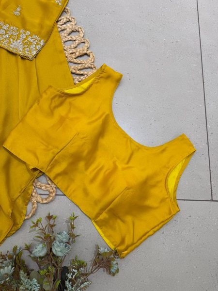 Intuitive Yellow Three Piece Indo Western Set with Embroidered Shrug for Festival Ready To Wear Collection