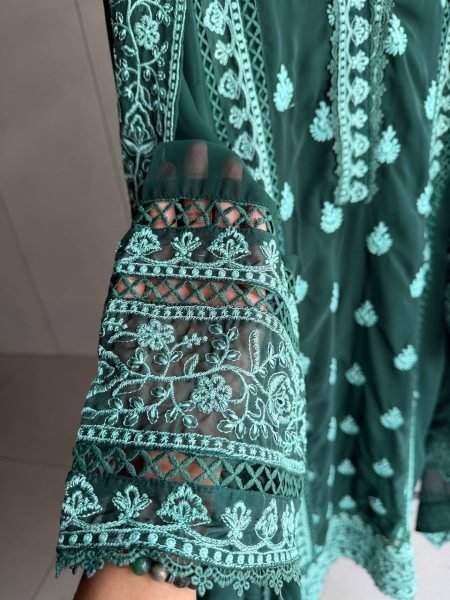 Irresistible Green Designer Georgette Suit Set with Matching Embroidered Dupatta Ready To Wear Collection