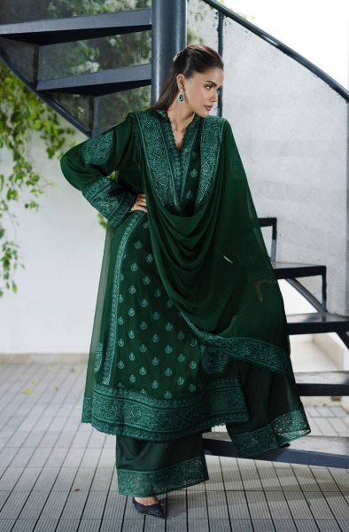 Irresistible Green Designer Georgette Suit Set with Matching Embroidered Dupatta Ready To Wear Collection